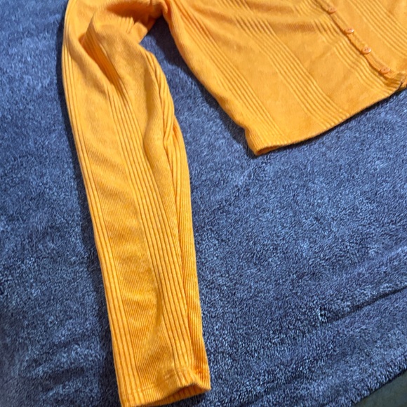 Orange Ribbed Button-Up Cardigan - Picture 2 of 8